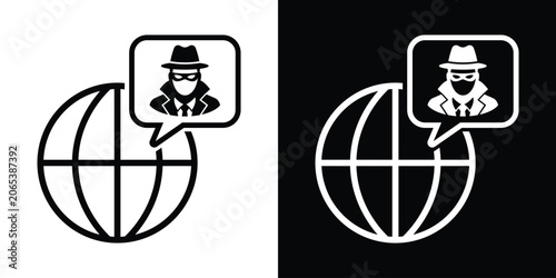 Obraz na plátně Global anonymous communication or chat alert vector icon