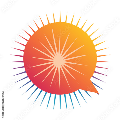 Colorful sun with speech bubble icon