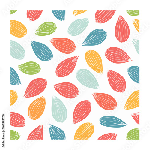 Colorful striped leaf seamless pattern on white