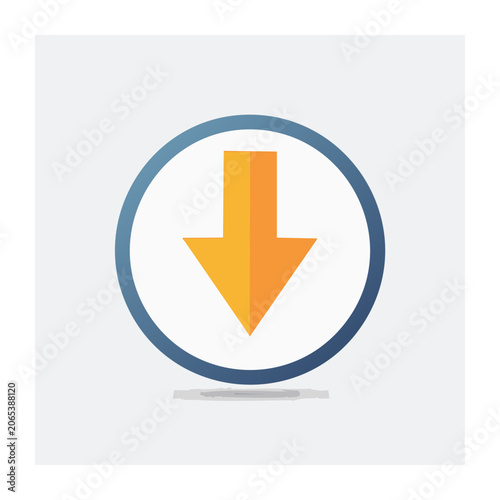Orange down arrow icon in blue circle