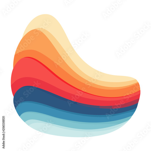 Realistic 3D rendered sneaker in orange red and blue