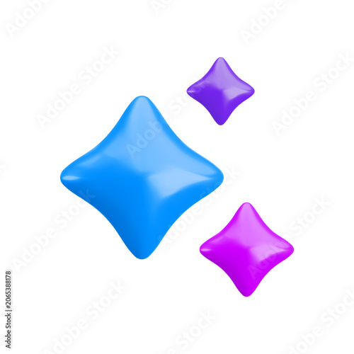 Tableau sur toile Vector cartoon 3d sparkling stars artificial intelligence icon
