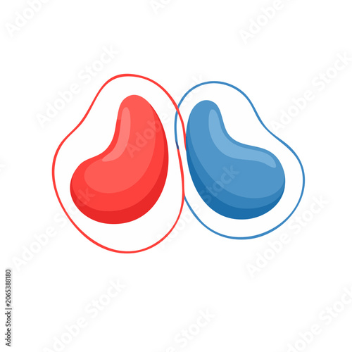 Red and Blue Heart Shapes Icon