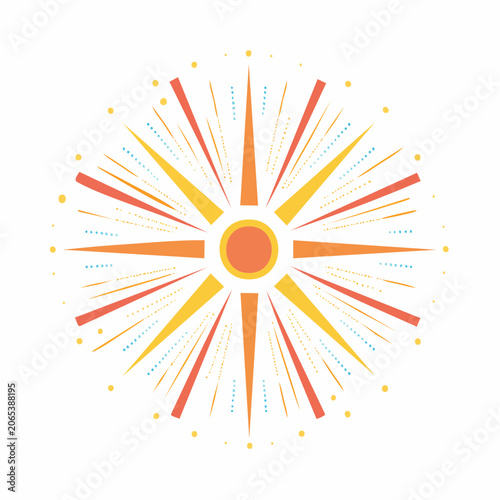 Stylized Sunburst with Rays and Dots