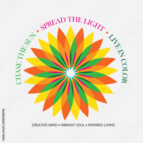 Abstract Colorful Geometric Flower Mandala.