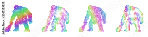 Fotografia Rainbow sketch troll icon design set