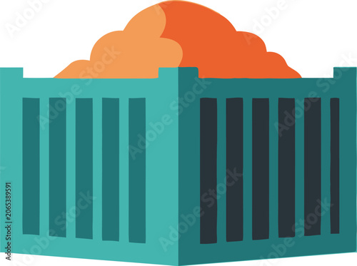 Wooden Crate Overflowing with Orange Material.