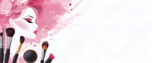 Makeup artist applying cosmetics, beauty professional vector illustration