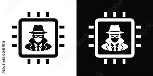 Photos CPU hardware processor infected with a hacker virus icon