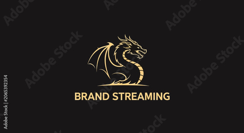 Fotografie Golden Dragon Logo for Brand Streaming Services