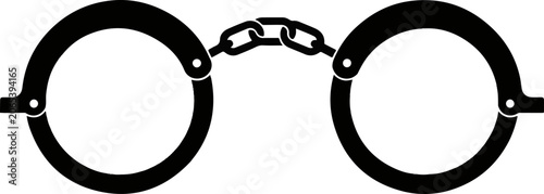 Bild auf Leinwand Black handcuffs isolated on white background law enforcement restraint equipment