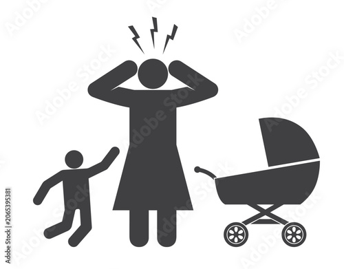 woman with child in stress