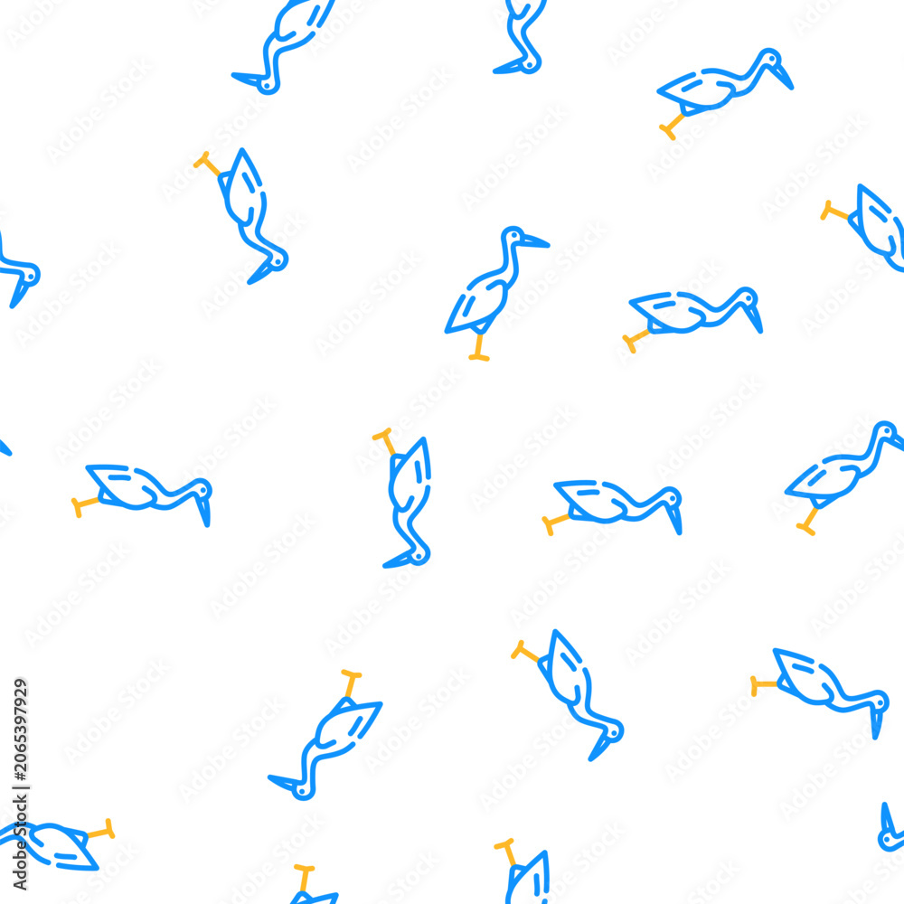 Obraz premium crane bird vector seamless pattern crane bird sign illustration