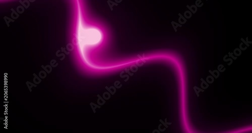 Abstract glowing green light wave moving across a black background, fluid neon motion graphic background.
