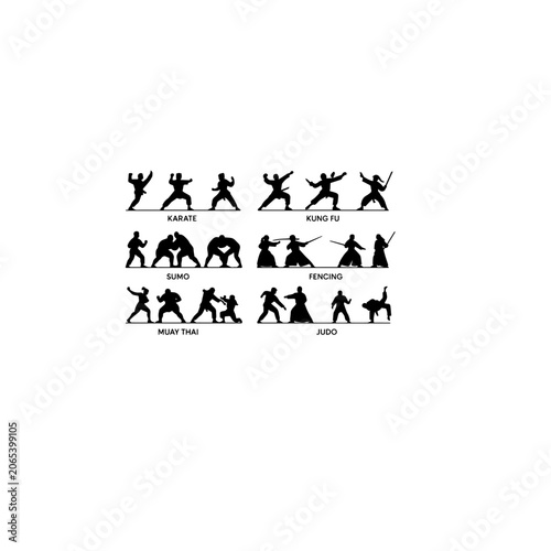 Exercise Workout Pose Collection Silhouette Illustration