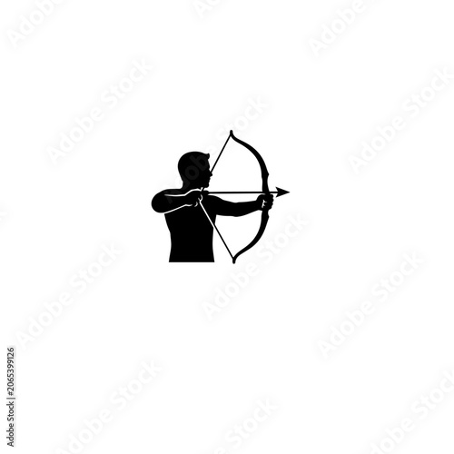 Archer Aiming Bow and Arrow Silhouette Illustration