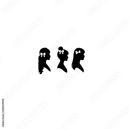 Three Women Ribbon Bow Silhouette Illustration