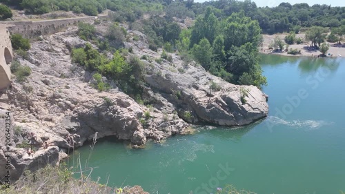 Scenic view of Pont du Diable river landscape