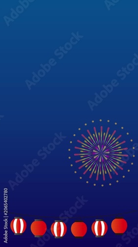 夏祭りの打ち上げ花火のアニメーション