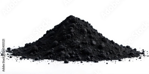 Black sand pile, isolated white background Dune texture visible Clipping path included , white background, sand dune texture, nature