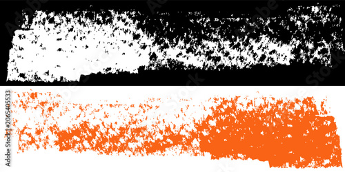 Orange stroke of paint brush texture isolated on white background with clipping mask (alpha channel) for quick isolation.