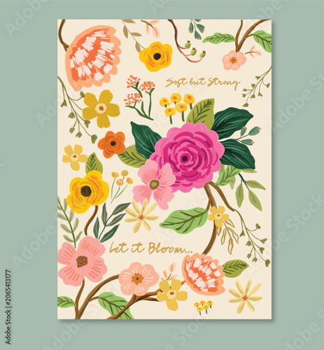 Hand drawn Floral Card Template Design