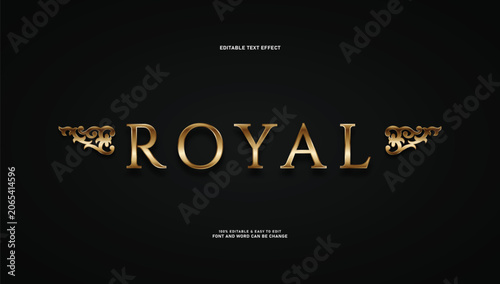 Bild auf Leinwand Royal editable text effect vector, luxury golden metallic serif font style with