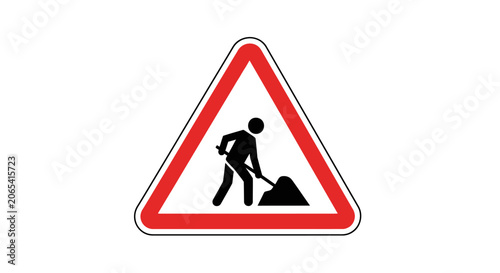 Photos Road Work Sign: Man Digging, Warning of Construction Ahead