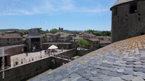 Medieval Towers of Carcassonne Castle on a Sunny Day
