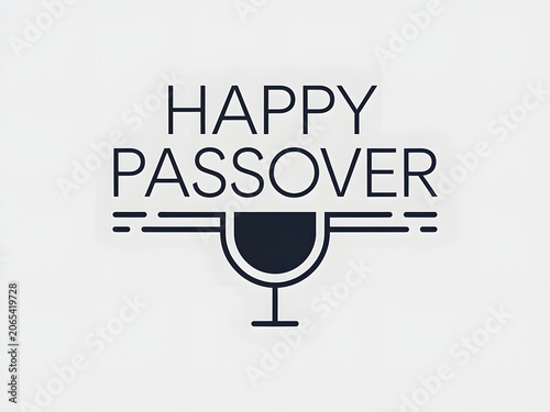 Happy Passover Typography with Wine Cup Icon