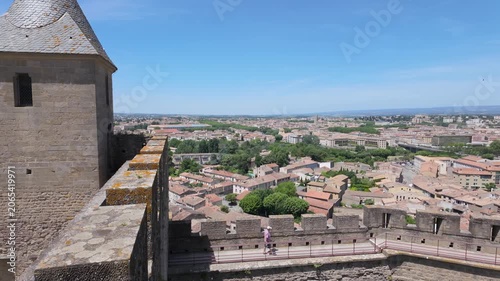 Medieval Towers of Carcassonne Castle on a Sunny Day