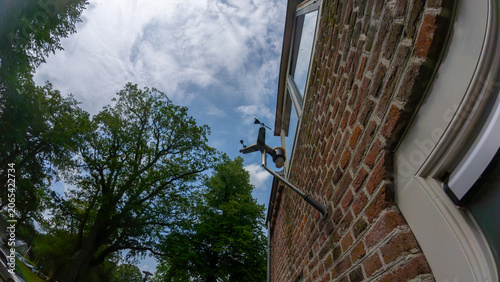 Mini weather station on facade of old house in the Netherlands