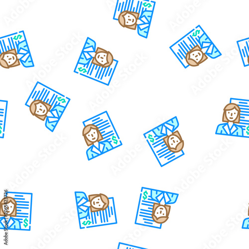 Obraz na plátně accountant woman job vector seamless pattern accountant woman job sign illustrat