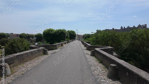 Scenic View of Old Bridge in Carcassonne on Sunny Day