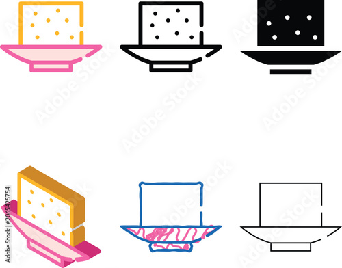 Canvas-taulu tofu cheese color icon vector