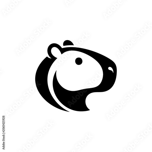 Konstfotografi A black and white illustration of a capybara head facing right