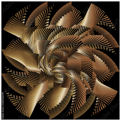 op art golden black modern background, creative dynamic gold black pattern, complex organized structure, original decoration