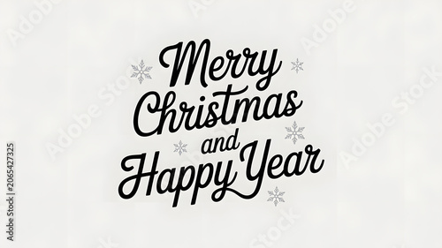Merry christmas and happy new year holiday greeting card with snowflakes
