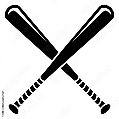Crossed baseball bats vector icon for professional sports league and athletic game design