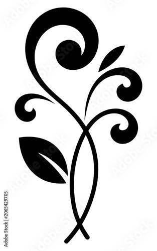 Elegant floral swirl vector ornament with leaves for wedding invitations and decoration