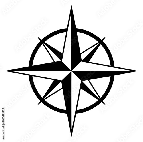 Classic compass rose vector icon for navigation, orientation and cartography projects