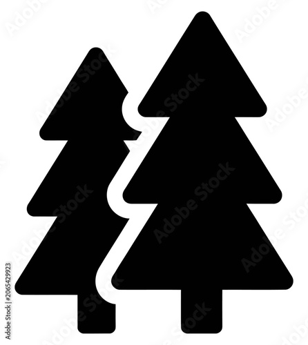 Two pine trees in a forest landscape vector icon for environmental and nature conservation