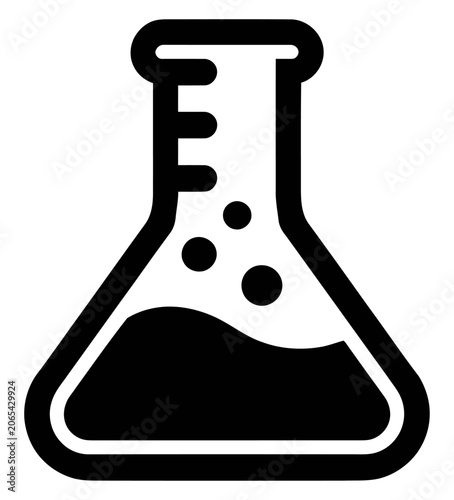 Science laboratory flask icon vector for chemistry research and experiment