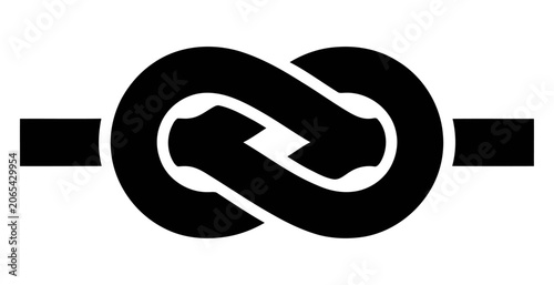 Interlocked rope knot vector graphic symbol representing connection and strong partnership bond
