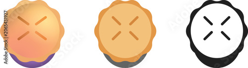 Pie Icons Set of Gradient, Outline. Kids Dessert, Thanksgiving Holiday Graphics. Children Mobile App UI, festive Interface. Web Design Elements, Restaurant Menu Template Sweet Food festival Collection