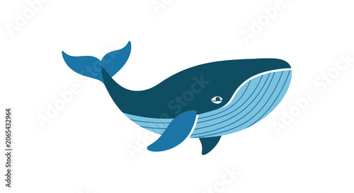 Canvastavla Blue Whale Illustration - Majestic Marine Mammal in a Simple, Clean Style