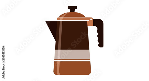 Photos Minimalist Flat Vector Illustration of a Brown Coffee Percolator Pot