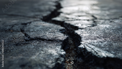 Cracked Asphalt Road.