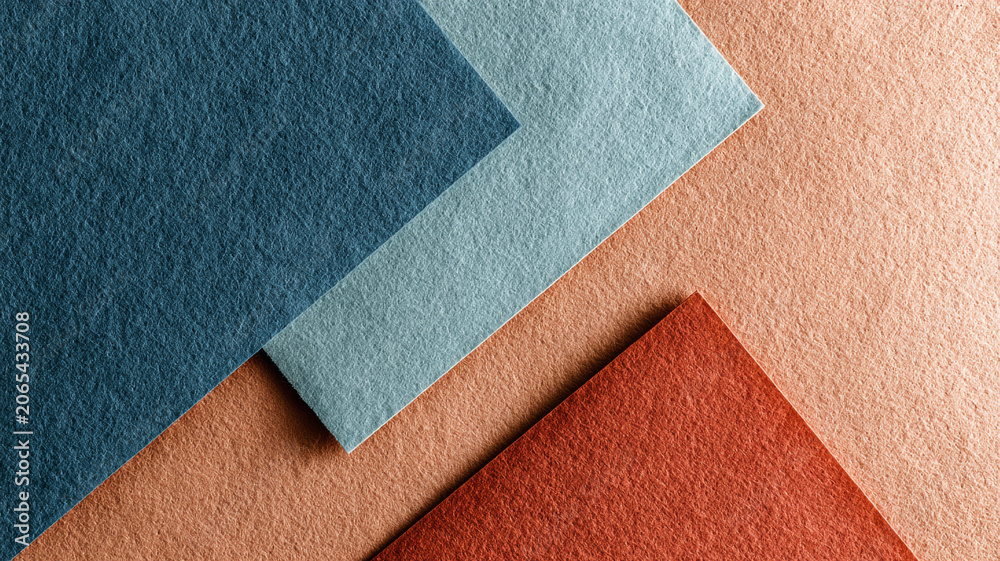 Fototapeta premium Layered Colored Paper Background with Overlapping Geometric Shapes and Textured Surface