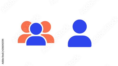 Vector set of user profile icons featuring a single person and a small group of people
